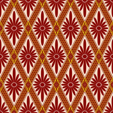 Giysi, kumaş, arkaplan, duvar kağıdı, ambalaj, piksel desen ve nakış için doğu geometrik desen. vektör illüstrasyonu