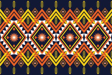 Giysi, kumaş, arkaplan, duvar kağıdı, ambalaj, piksel desen ve nakış için doğu geometrik desen. vektör illüstrasyonu