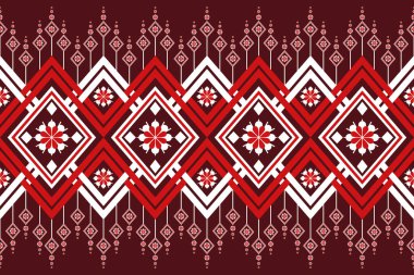 Giysi, kumaş, arkaplan, duvar kağıdı, ambalaj, piksel desen ve nakış için doğu geometrik desen. vektör illüstrasyonu