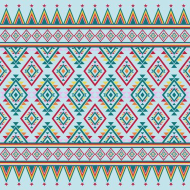 Giysi, kumaş, arkaplan, duvar kağıdı, ambalaj, piksel desen ve nakış için doğu geometrik desen. vektör illüstrasyonu