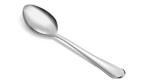 Realistic Metal Spoon Icon Isolated White Background Realism Vector Teaspoon — Stock Vector