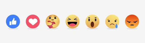 Emojis Reacciones Redes Sociales Thumb Love Heart Hug Emoji Haha — Vector de stock