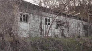 Old building with sunset in the back. High quality FullHD footage