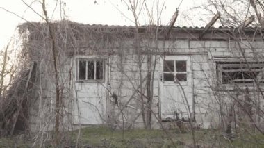 Old building with sunset in the back. High quality FullHD footage