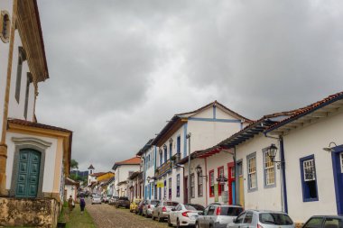 Mariana, MG, Brazil - 01.09.23: colonial architecture and building facades of historic city.