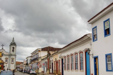 ancient architecture and facades of colonial city of Sao Joao del Rei, Minas Gerais state in Brazil.
