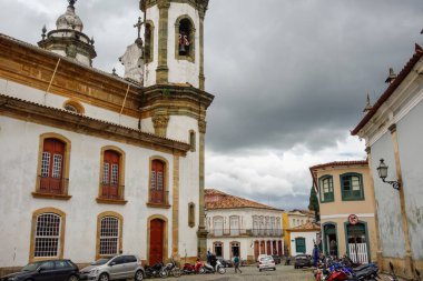 ancient architecture and facades of colonial city of Sao Joao del Rei, Minas Gerais state in Brazil.