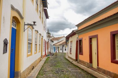 ancient architecture and facades of colonial city of Sao Joao del Rei, Minas Gerais state in Brazil.