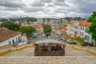 ancient architecture and facades of colonial city of Sao Joao del Rei, Minas Gerais state in Brazil.