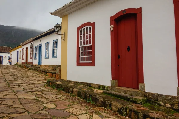 Colored Facade Ancient Houses Tiradentes Historic City Minas Gerais Brazil — Fotografia de Stock