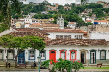 ancient architecture and facades of colonial city of Sao Joao del Rei, Minas Gerais state in Brazil.