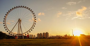 Sao Paulo, Brazil - 01.24.23: Roda Rico, largest Ferris wheel in Latin America, at Villa Lobos Park.