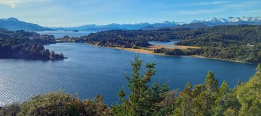 panoramic view of lakes and mountains in Bariloche, Argentine. clipart
