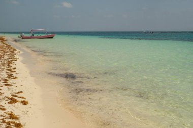 Riviera Maya, Meksika, Karayip Denizi 'ndeki Puerto Morelos plajı.