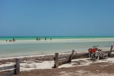 Quintana Roo, Meksika 'daki Holbox adasında berrak ve sığ sular..
