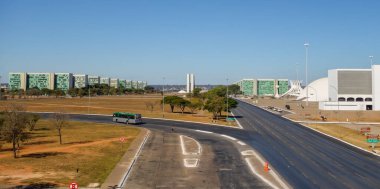 panoramic of Monumental Axis and buildings of Esplanade of Ministries in Brasilia, Brazil. clipart