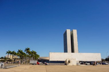 Brasilia, Brezilya - 22 Haziran 2024: Ulusal Kongre binaları, Brezilya yasama gücü merkezi.