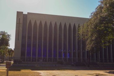 Brasilia, Brezilya - 22 Temmuz 2024: Santuario Sao Joao Bosco, ya da Sanctuary of Saint John Bosco, dış görüş.