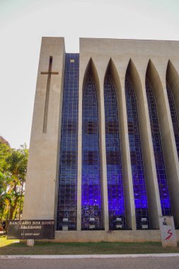 Brasilia, Brezilya - 22 Temmuz 2024: Santuario Sao Joao Bosco, ya da Sanctuary of Saint John Bosco, dış görüş.