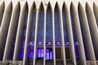 Brasilia, Brezilya - 22 Temmuz 2024: Santuario Sao Joao Bosco, ya da Sanctuary of Saint John Bosco, dış görüş.