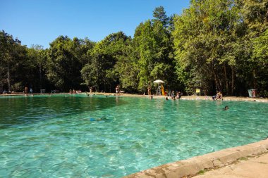 Brasilia, Brezilya - 22 Haziran 2024: Brasilia Ulusal Parkı, diğer adıyla Mineral Su Parkı. Doğal Havuzlar.