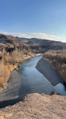 beautiful canyon in winter with a river. High quality photo