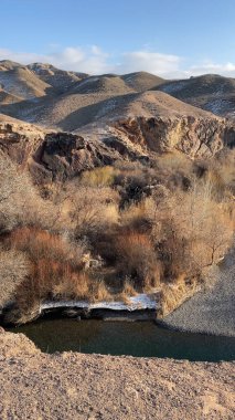 beautiful canyon in winter with a river. High quality photo