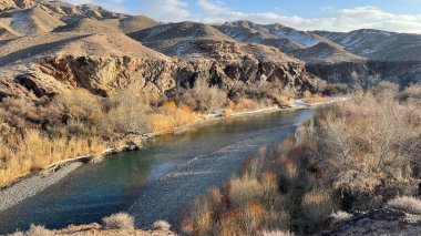 beautiful canyon in winter with a river. High quality photo