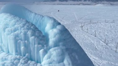 ice volcano in snowy mountains. High quality 4k footage