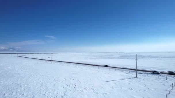 Ijssteppe Winter Allemaal Onder Sneeuw Hoge Kwaliteit Beeldmateriaal — Stockvideo