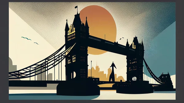 Tower Bridge in London, England. illustration in retro style. High quality photo