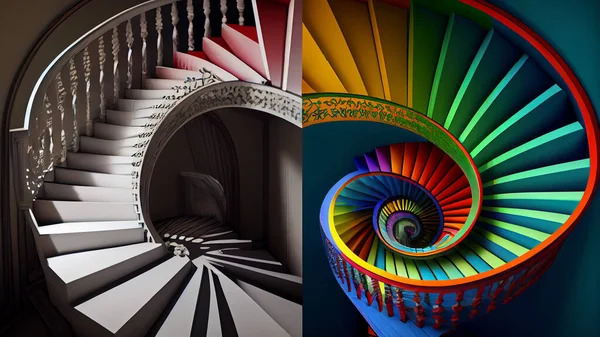 spiral staircase in a modern style. Conceptual image. High quality photo