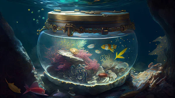 Underwater world with fish and corals. High quality photo