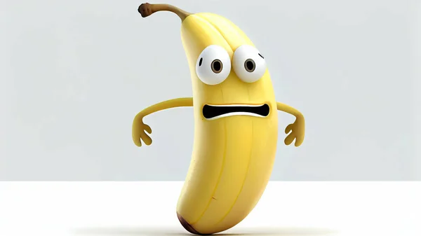 Funny Banana White Background Illustration Cartoon Style High Quality Photo — Φωτογραφία Αρχείου