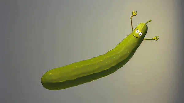 Cucumber Worm Cartoon Style — Photo