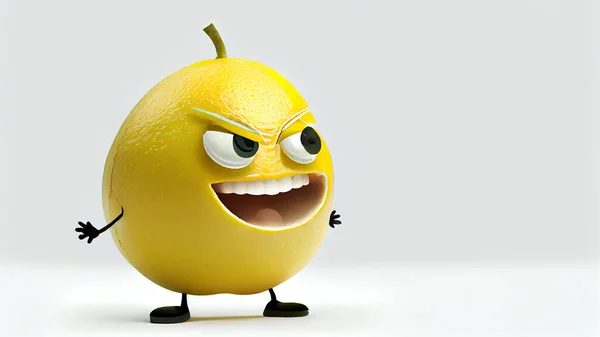 Lemon Character White Background Illustration Studio Shot High Quality Photo — Stockfoto
