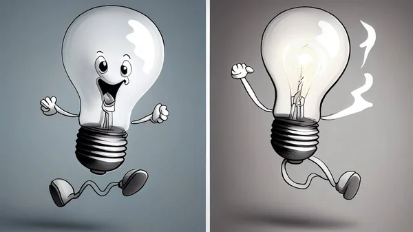 Light Bulb Cartoon Character Mascot Background Illustration High Quality Photo — Stock Photo, Image