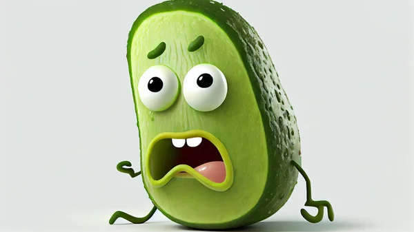 Cucumber Character Funny Expression White Background Illustration High Quality Photo — Stockfoto