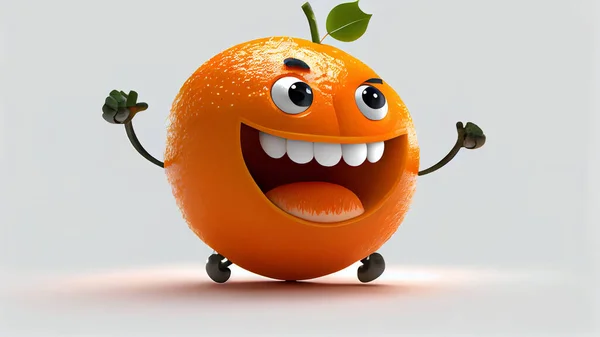 Gülen Suratlı Komik Portakal Meyvesi — Stok fotoğraf