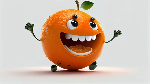 Rolig Orange Med Armar Och Ben Vit Bakgrund — Stockfoto