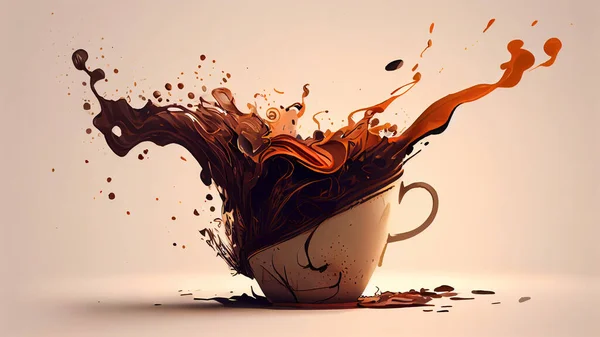 Kopje Koffie Met Spetters Druppels Hoge Kwaliteit Foto — Stockfoto