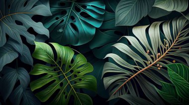 Tropical background with monstera leaves. Exotic. High quality photo