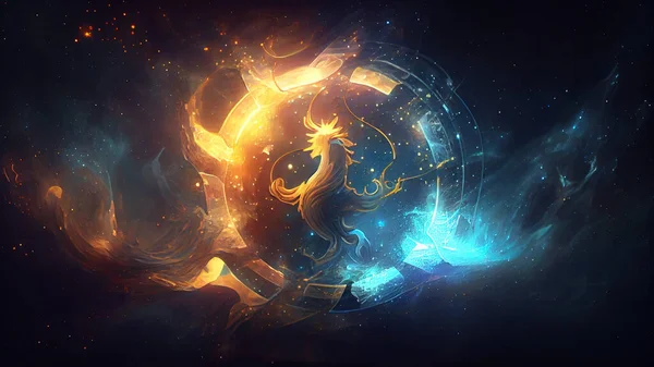 Symbol of the dragon in space. Fantasy fractal design. Digital art. High quality photo