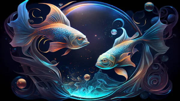 Two goldfish in the form of a circle. . High quality photo