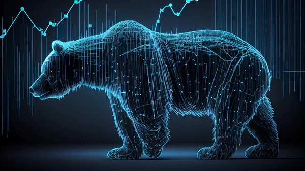 stock image Abstract 3D low poly bear with financial graph. illustration. High quality photo