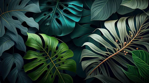Tropical background with monstera leaves. Exotic. High quality photo
