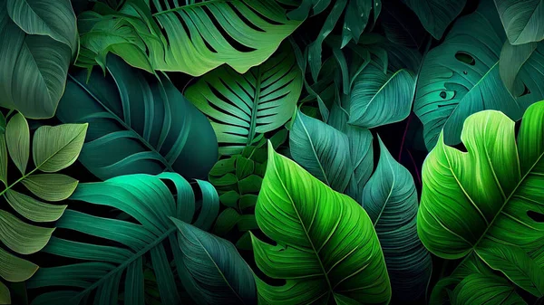 Tropical background with monstera leaves. High quality photo