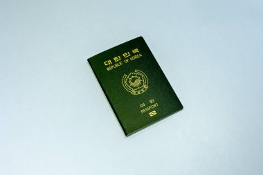 Republic of Korea passport on the white background