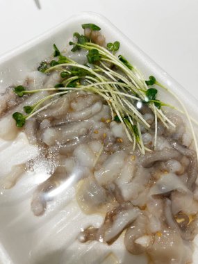 Korean Sannakji(sliced raw octopus) on the plate