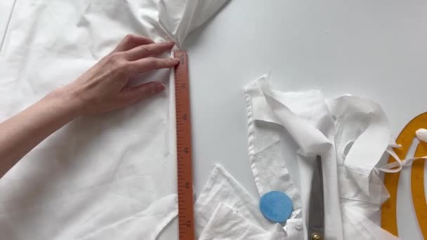Projektant Który Robi Ubrania Stół Roboczy — Wideo stockowe